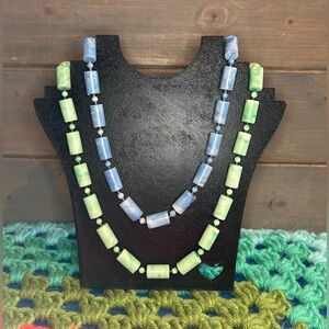 3/$10 Blue And Green Beaded Necklace Set